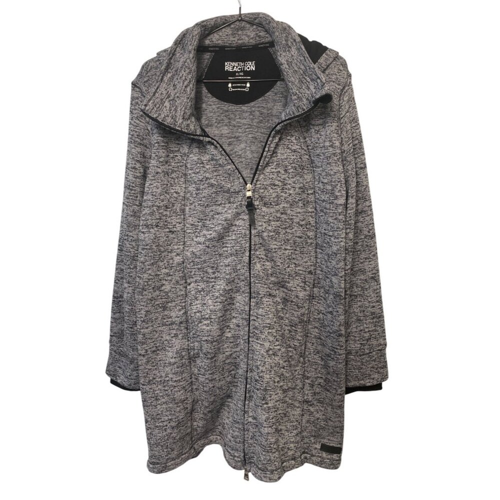 Womens Kenneth Cole Reaction Marled Gray Longl Zip-Up Hoodie XL Comfort Warm Uti